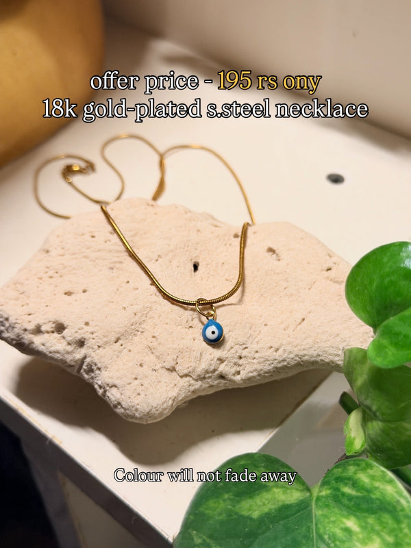 Tiniest evil eye 18k gold plated , stainless steel necklace