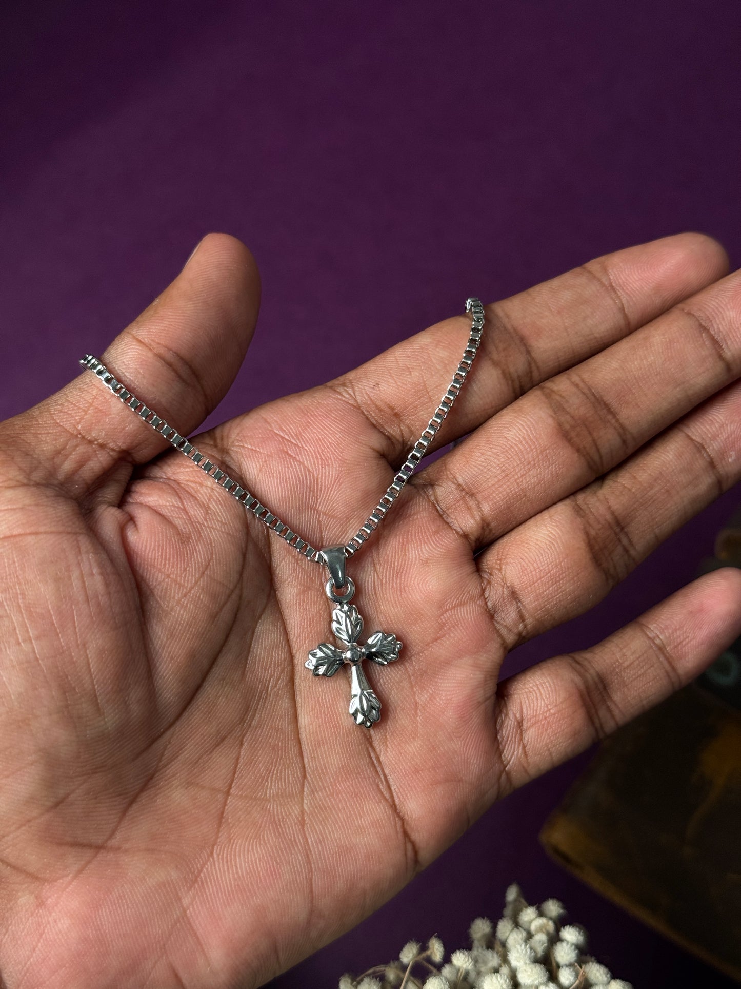 Cross stainless steel silver new necklace