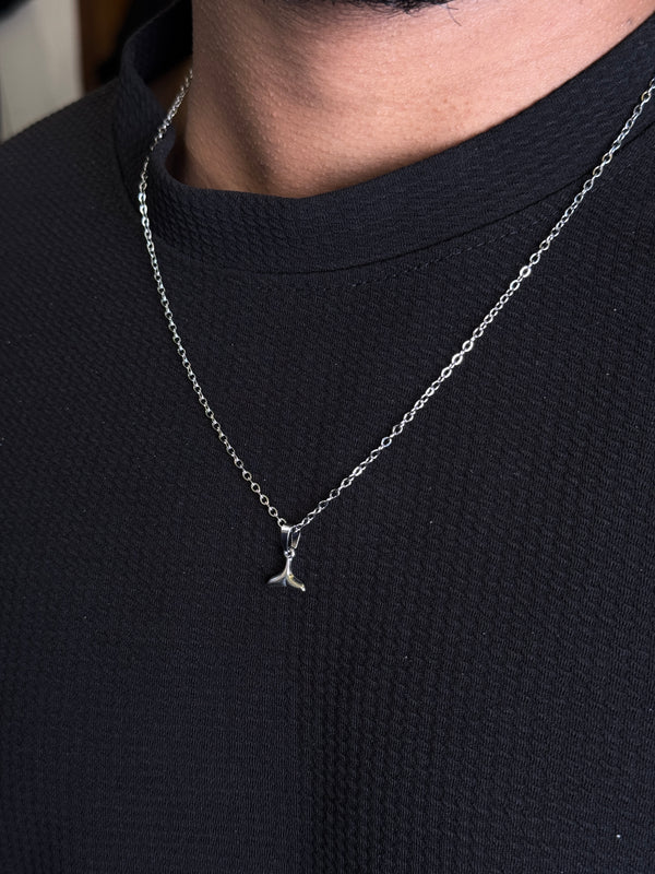 Fish tail minimal stainless steel adjustable necklace