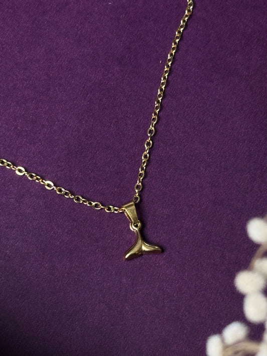 Fish tail 18k gold plated minimal stainless steel necklace