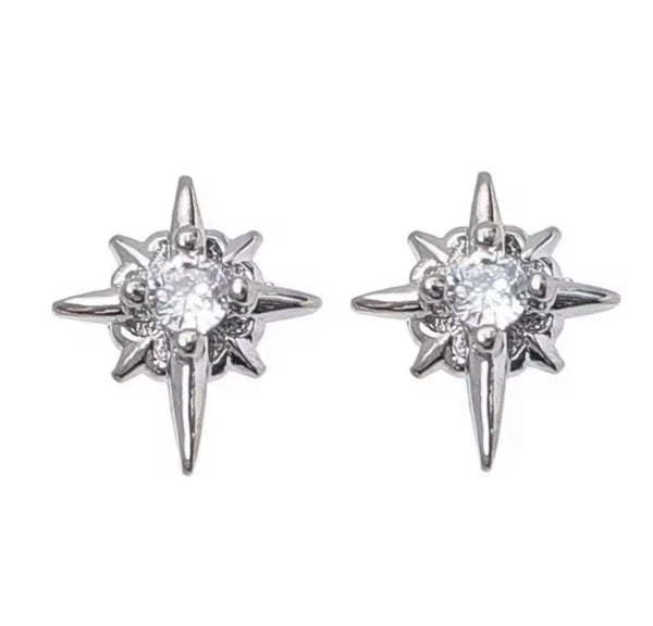 Star magnetic studs in white stone
