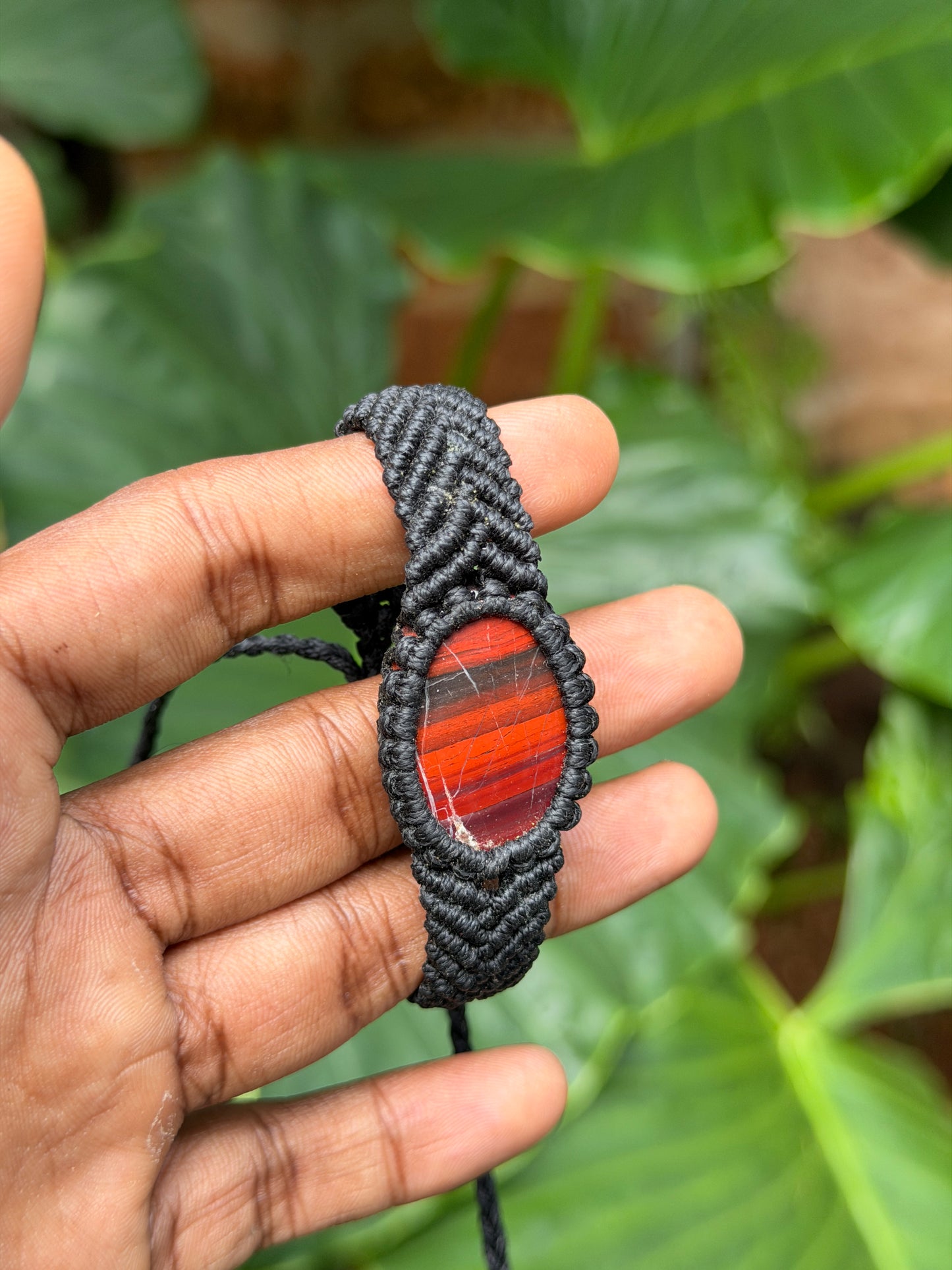 Tiger eye stone macrame adjustable bracelet