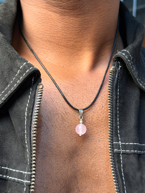 Rose quartz natural stone necklace