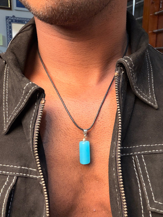 Aquamarine natural stone necklace
