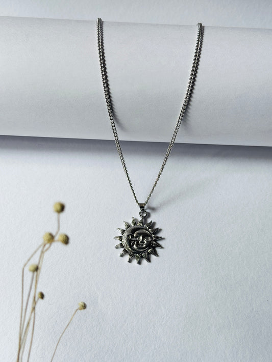 Sun moon round stainless steel chain