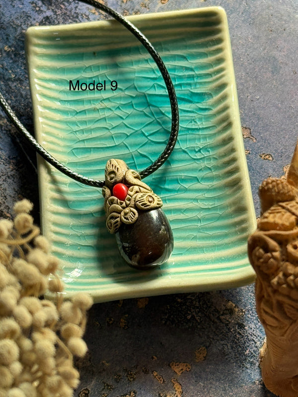 Black onyx clay necklace