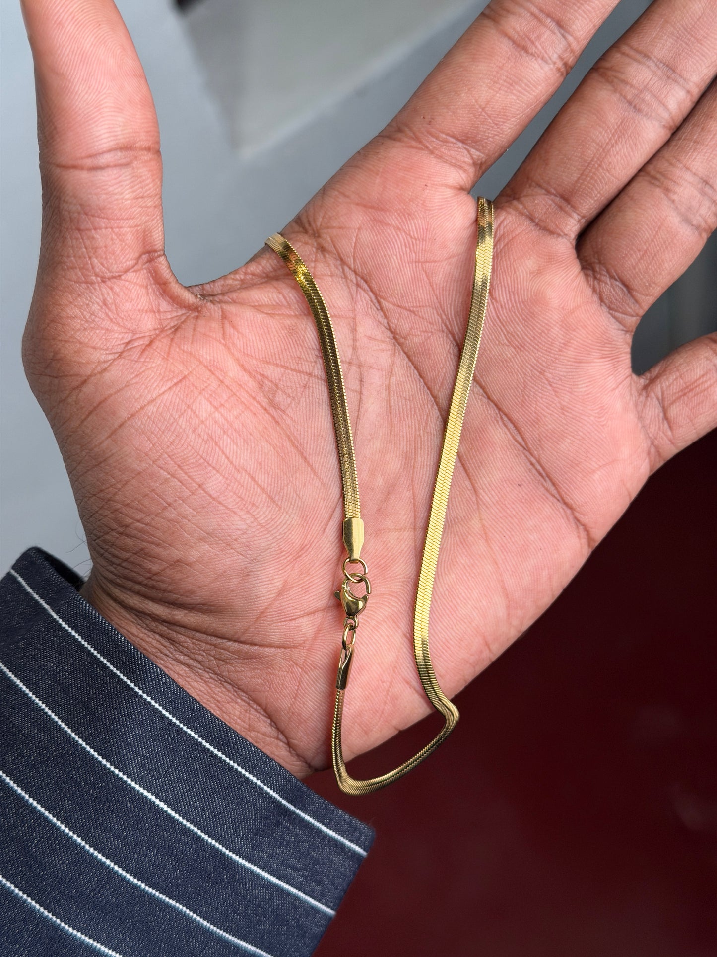 Snake stainless steel  18k gold plated chain 55 cm x 2mm