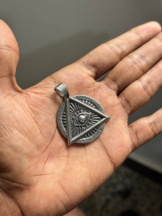 Illuminati silverstainless steel pendant with hook