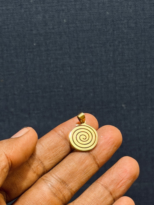 Spiral stainless steel 18k gold plated pendant with hook