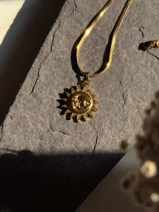 Sun moon 18k gold plated stainless steel chain round shape with 45 cm chain