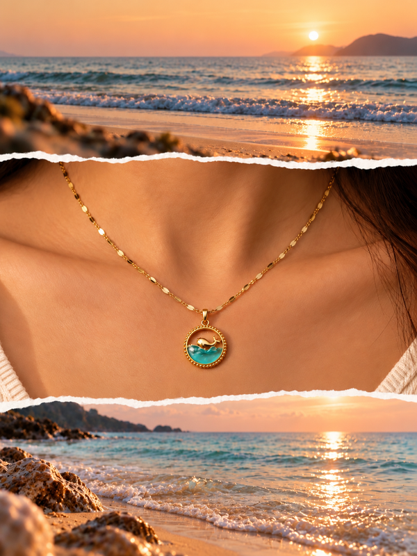 Ocean 18K gold plated stainless steel necklace