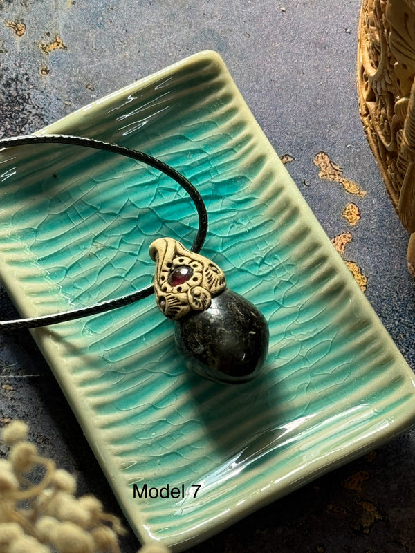 Black onyx clay necklace