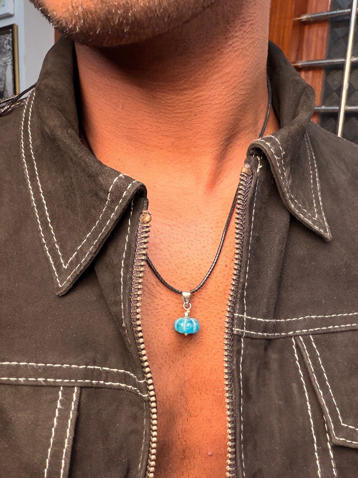 Aquamarine natural stone necklace