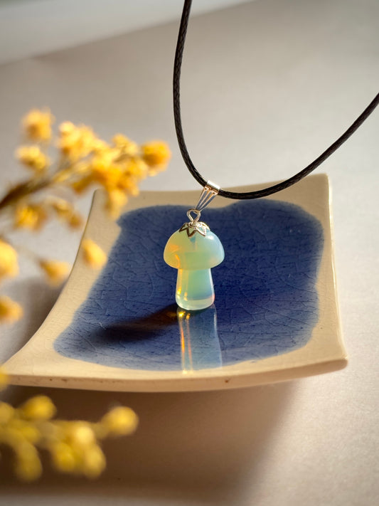 Opalite  stone mushroom necklace