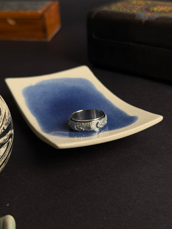 Sun and moon rotating Silver ring