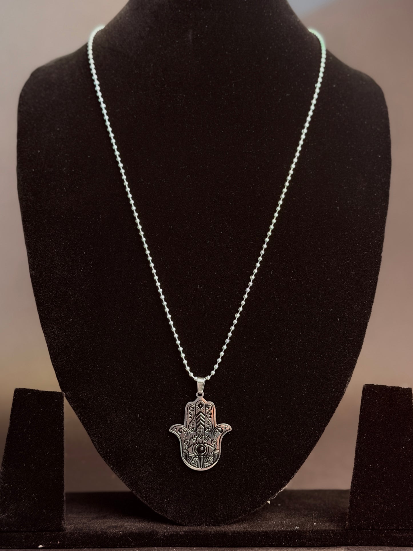 Hamsa hand medium stainless steel necklace