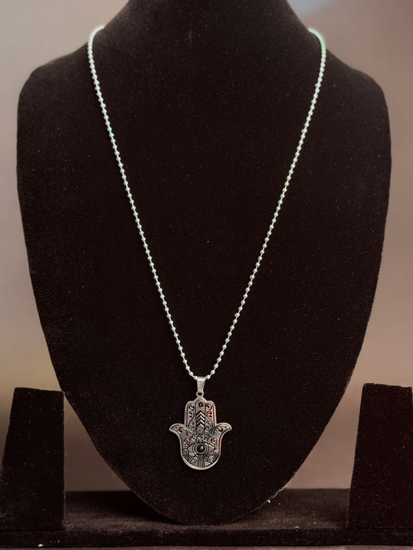 Hamsa hand medium stainless steel necklace
