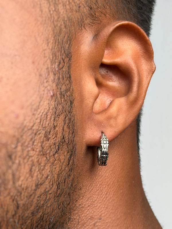 Engraved Scrollwork Hoop Earring