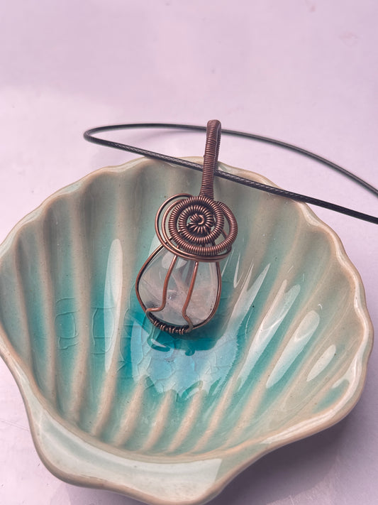 Clear quartz copper wire wrapped necklace