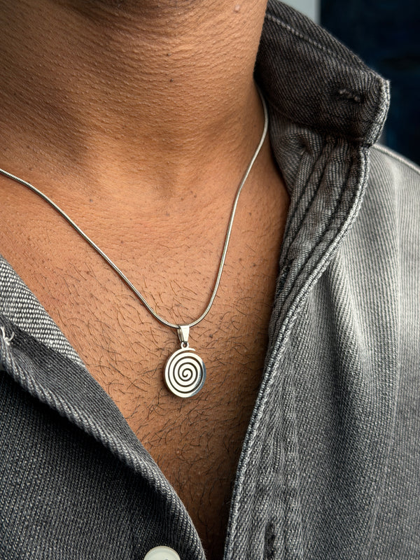 Spiral stainless steel  silver necklace