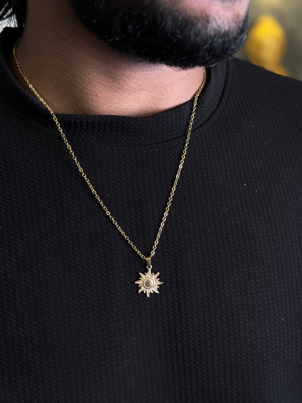 Sun 18k gold plated stainless steel necklace