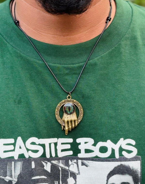 Antique hand eye resin necklace