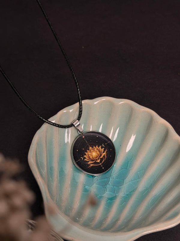 Midnight Lotus Resin Necklace