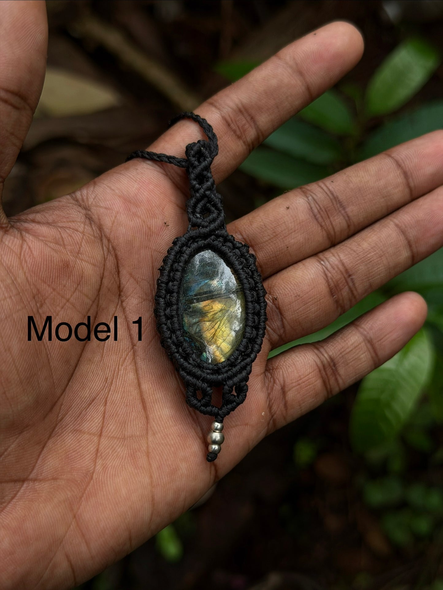 Labradorite macrame stone necklace