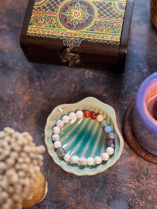 Howlite 7 chakra natural stone bracelet