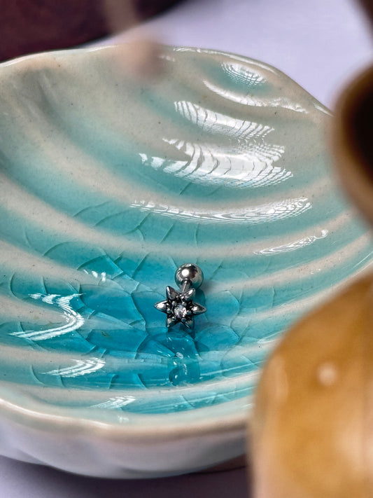 Sun with white stone  stud