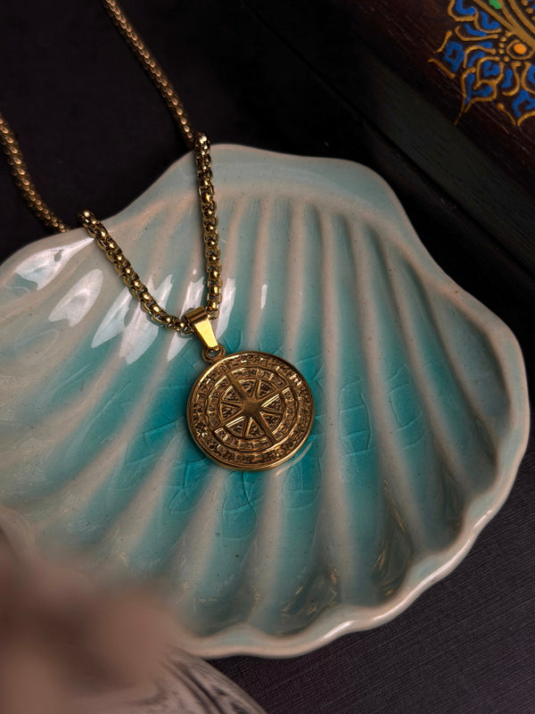 Compass 18K Gold plated Stainless steel chain