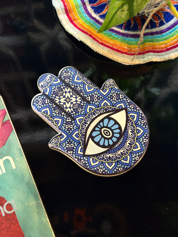 Indigo Hamsa hand Coaster