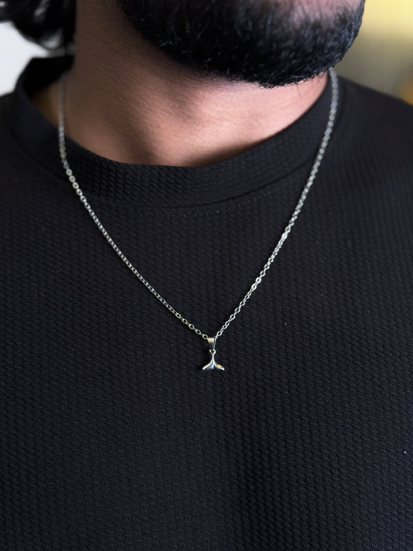 Fish tail minimal stainless steel adjustable necklace