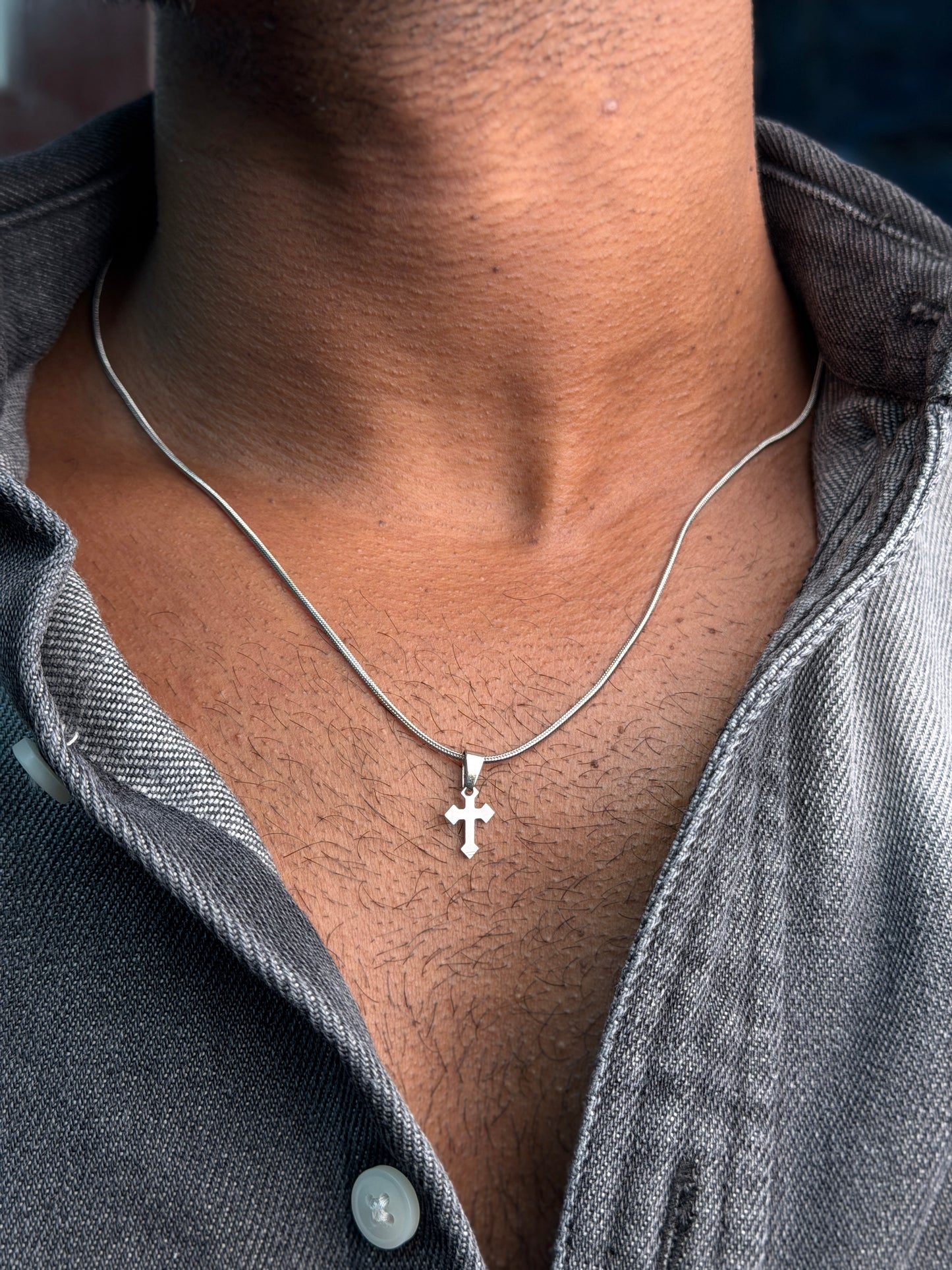 Tiny cross Stainless steel silver necklace