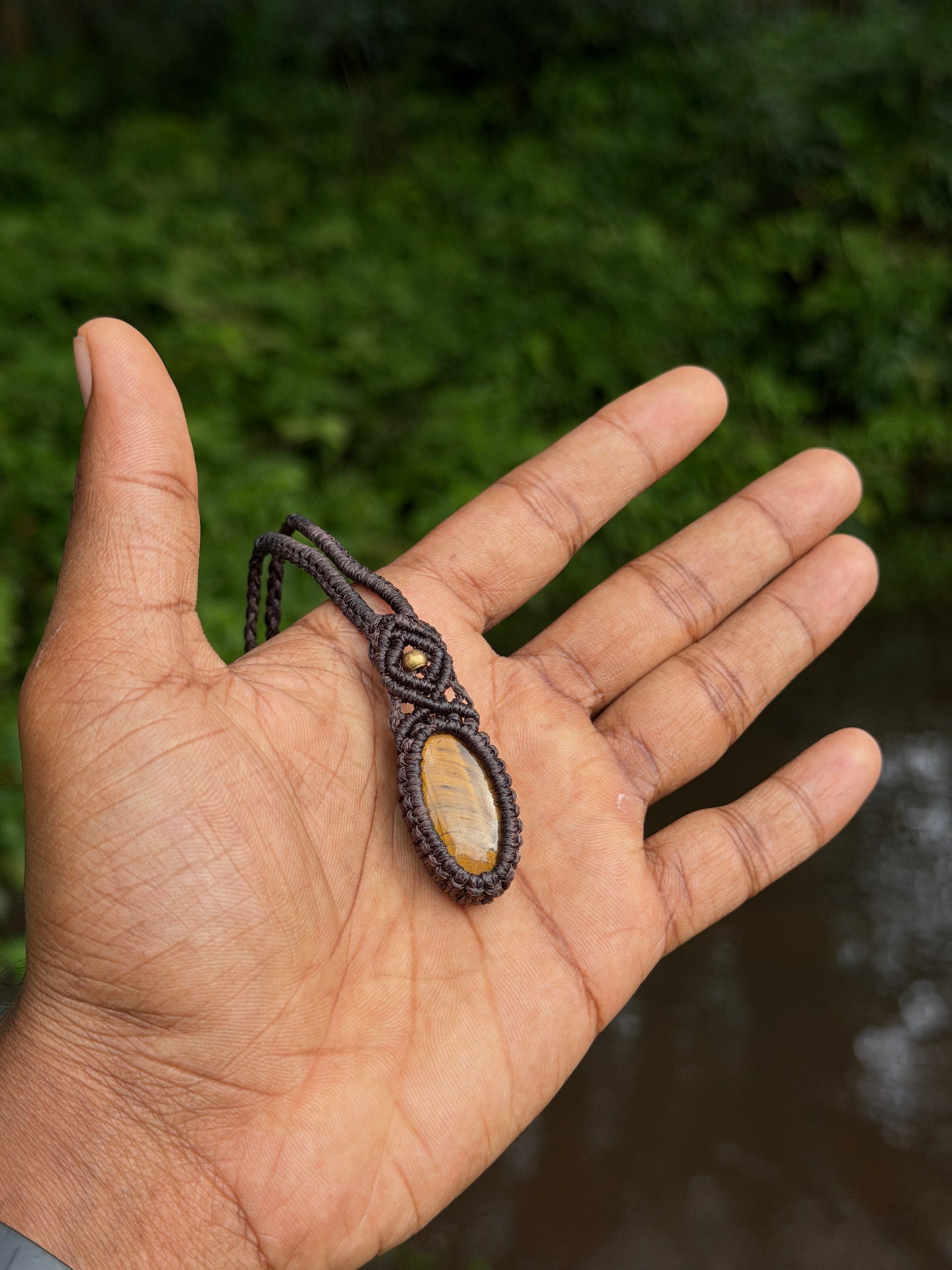 Tiger eye  macrame stone necklace