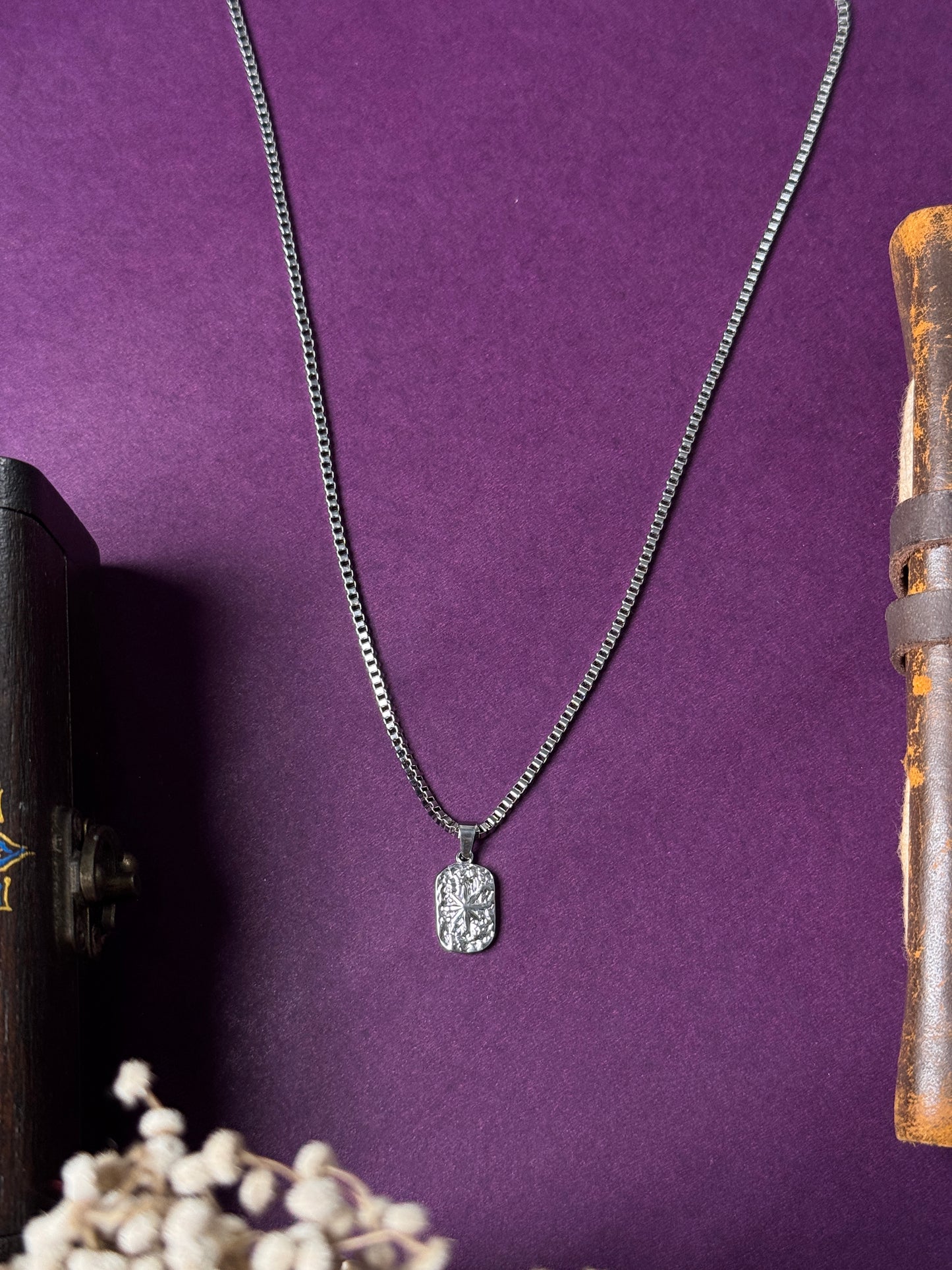 Star rectangle stainless steel necklace