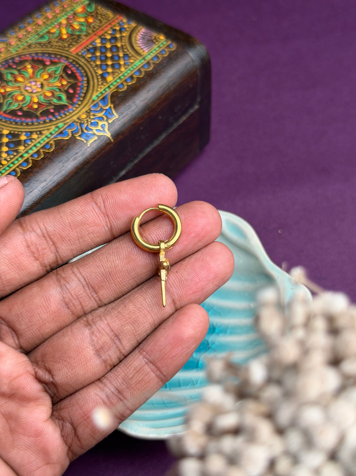 Sacred Gold Dangle with stone
