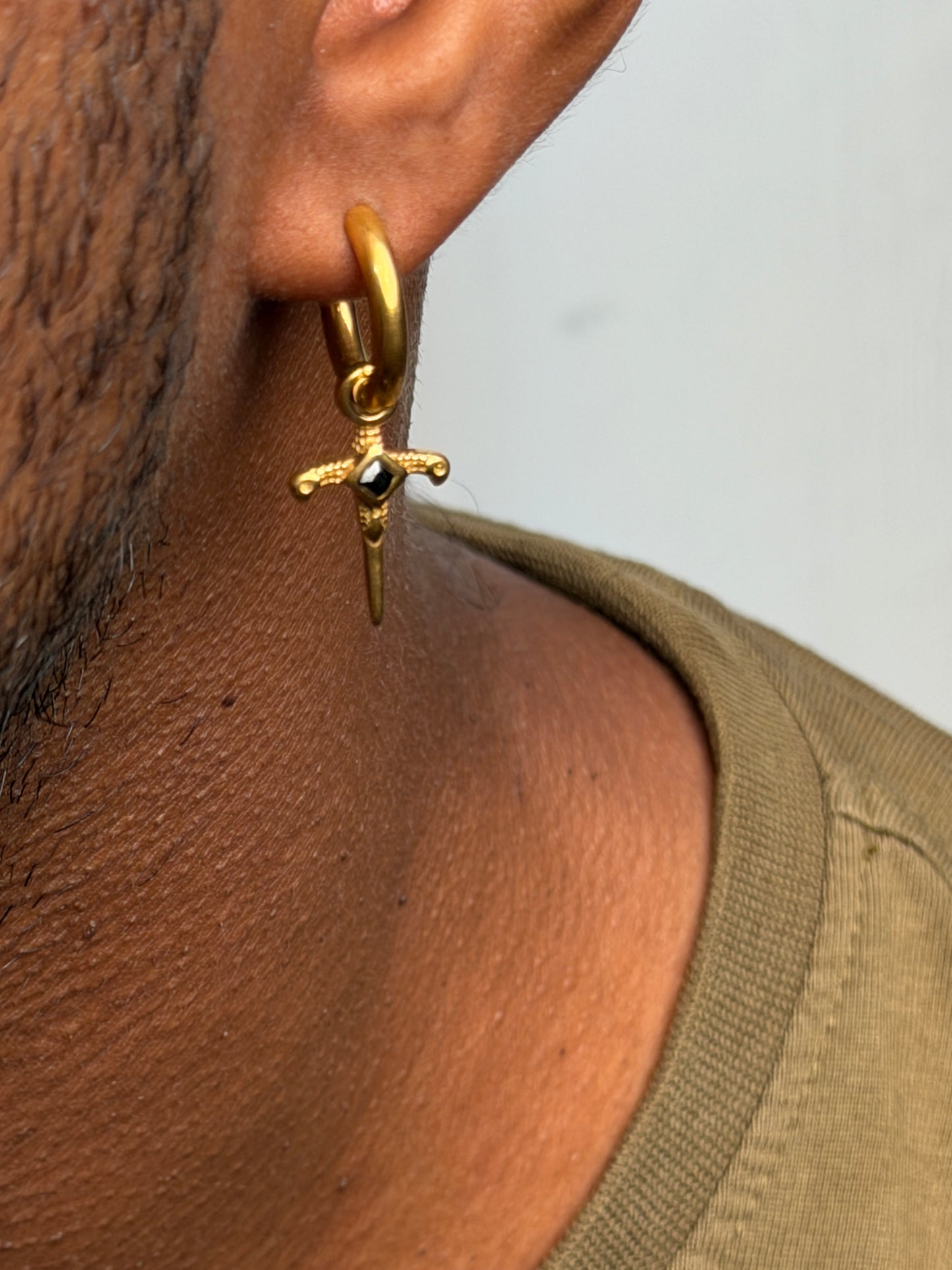 Sacred Gold Dangle with stone