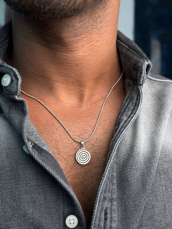 Spiral stainless steel  silver necklace