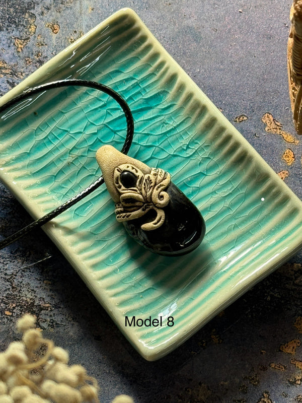 Black onyx clay necklace