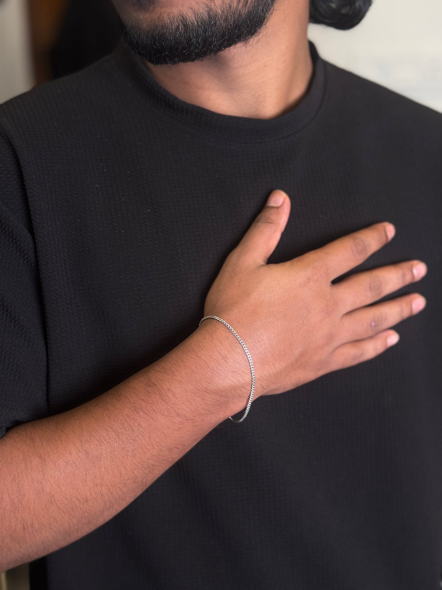 Minimal stainless steel cable  bracelet