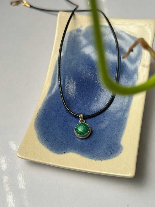 Malachite stone necklace