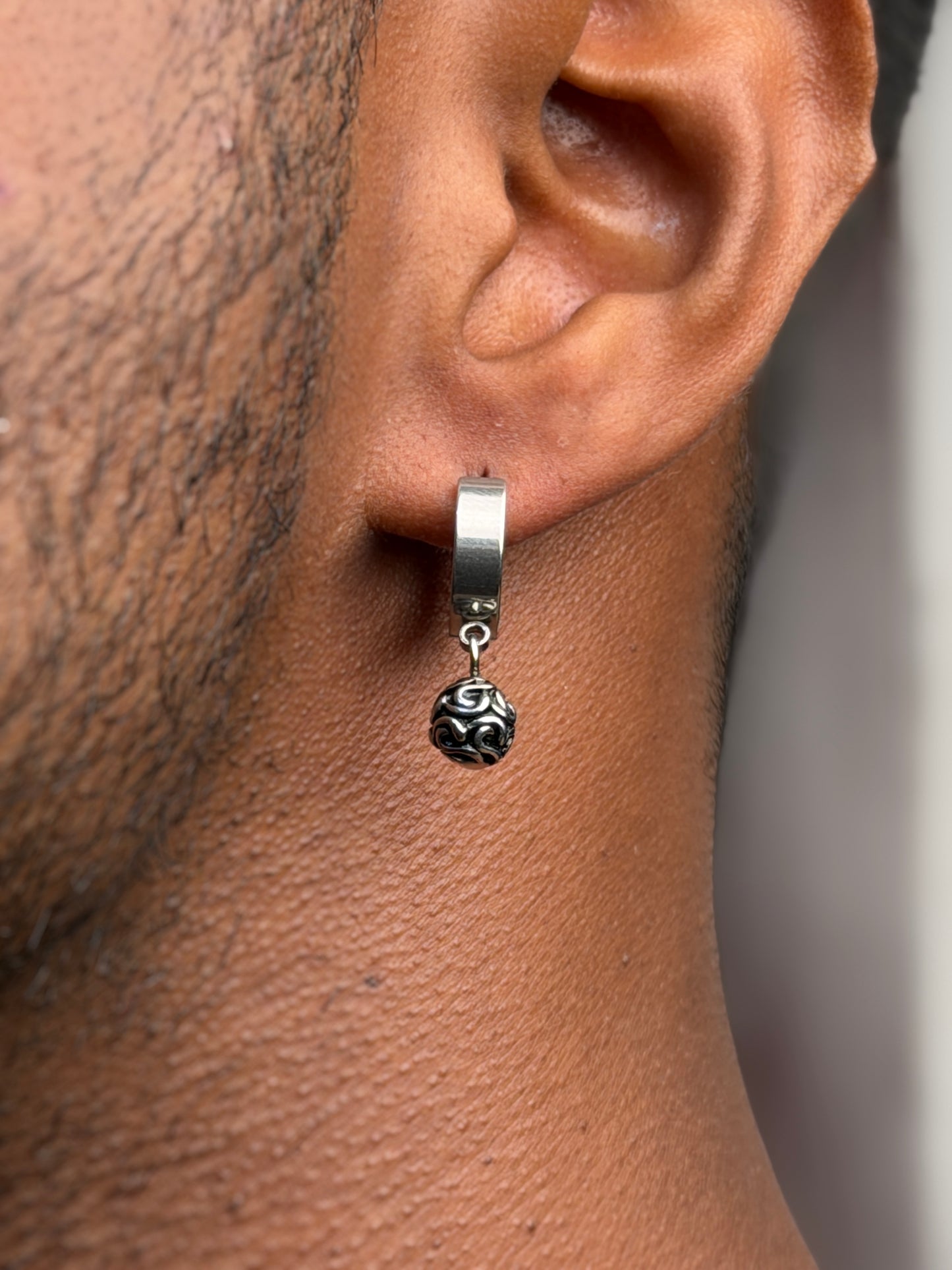 Scrollwork Charm Huggie Earring