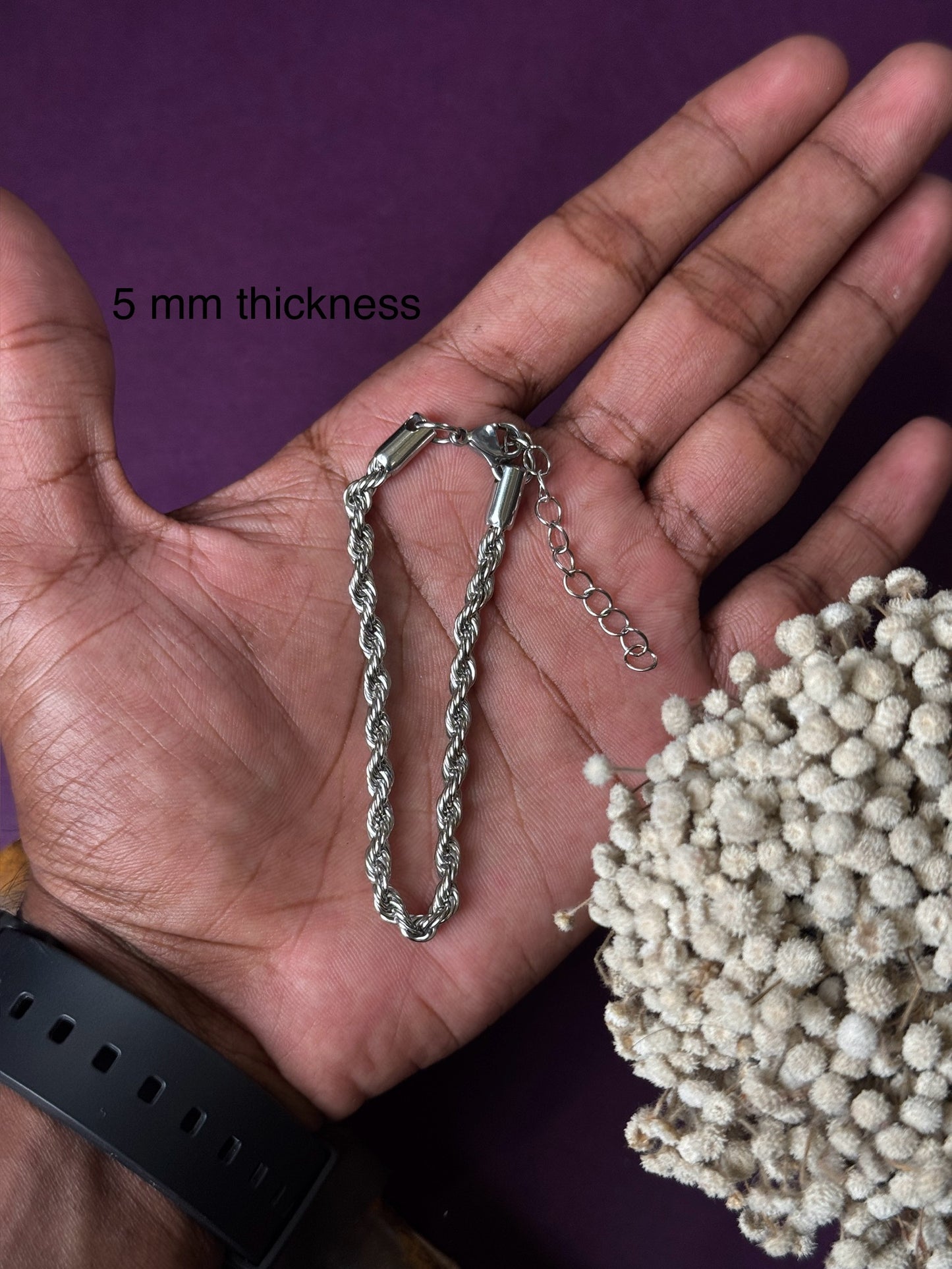 Stainless steel twisted rope type adjustable bracelet