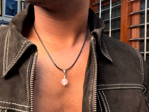 Rose quartz natural stone necklace