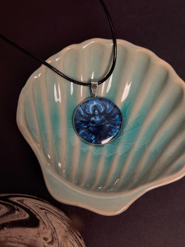 Mystic Blue Shiva Resin Necklace