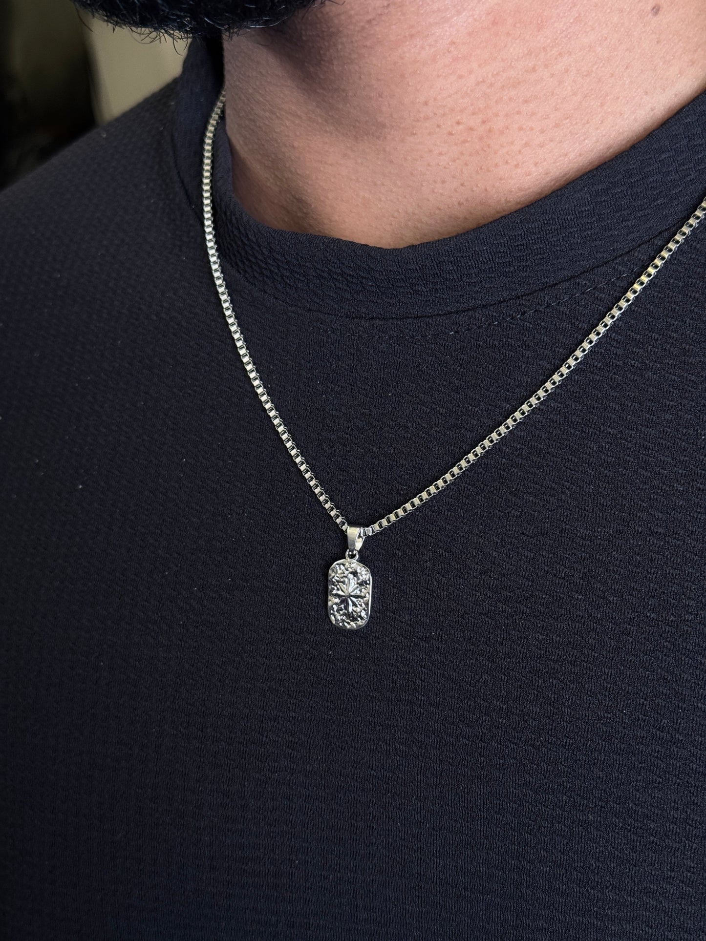 Star rectangle stainless steel necklace