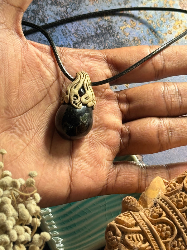 Black onyx clay necklace