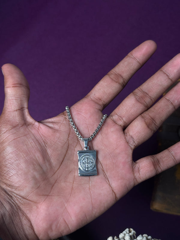 Cross double side stainless steel necklace
