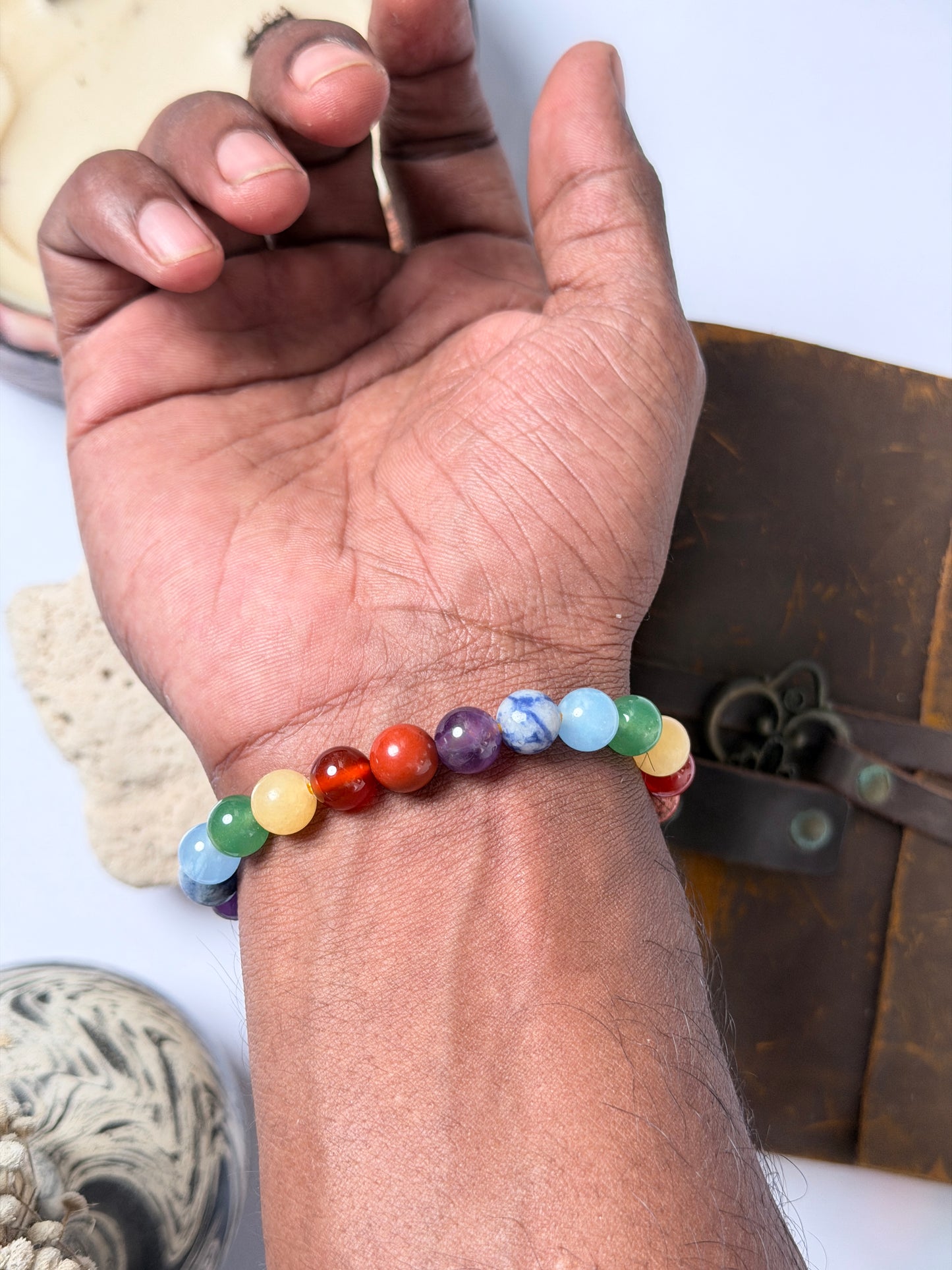 7 chakra natural stone bracelet with buddha